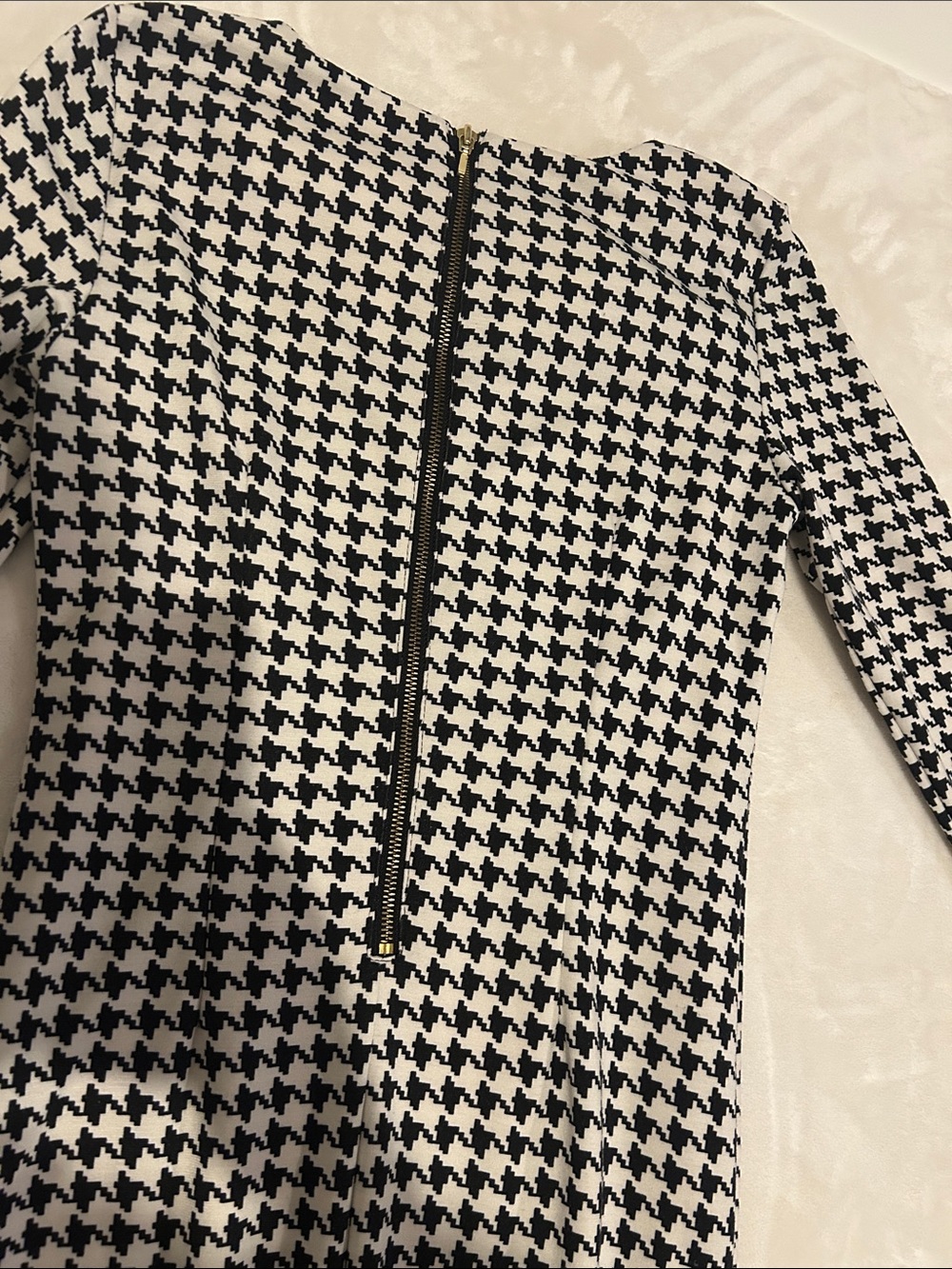 🎀 Spense Black & White Houndstooth Long Sleeve Sheath Dress - Picture 6 of 7